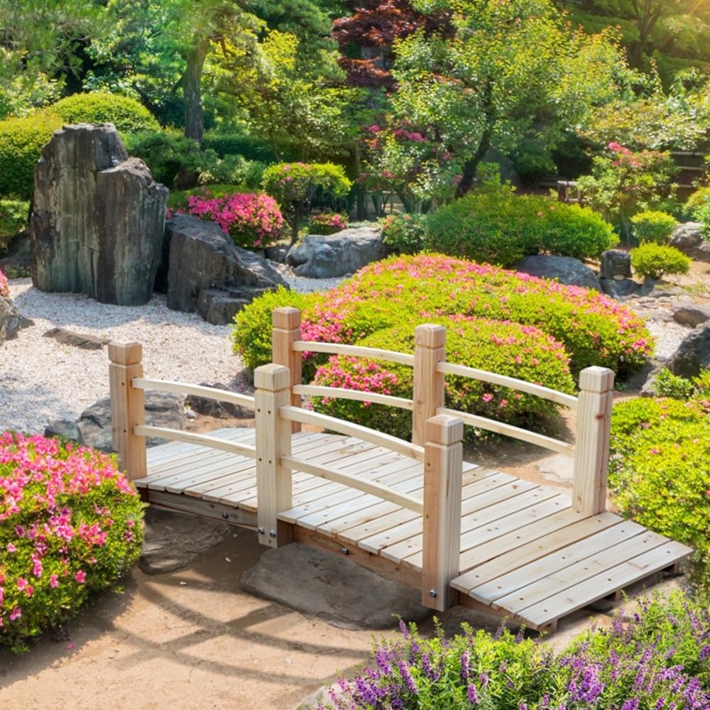 Amazon.com : 5 ft Garden Bridge Outdoor Wood Landscape Bridge